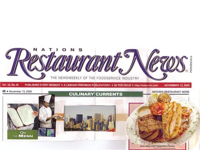 Nation's Restaurant News feature — Executive Chef Vasantha Perera