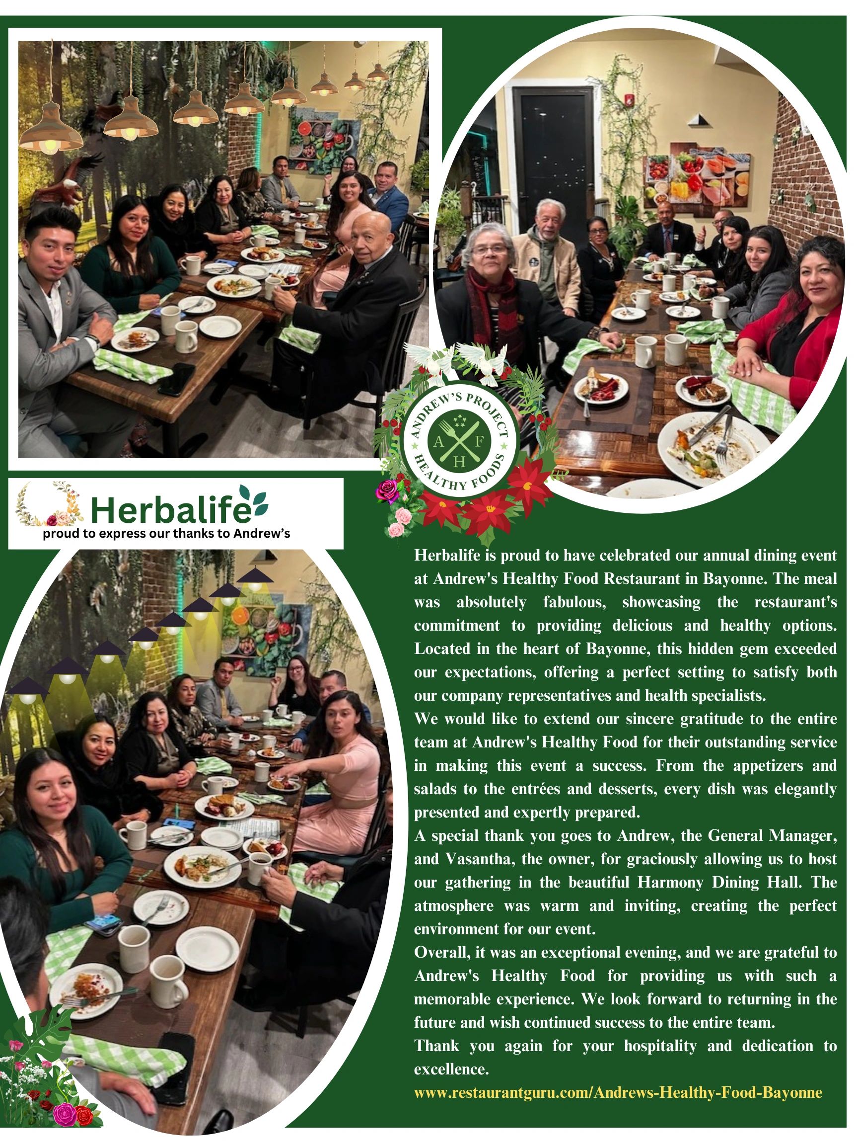 Herbalife annual dining event at Andrew's Healthy Food Restaurant